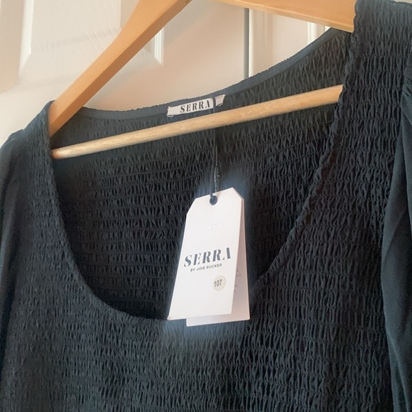 NWT Serra by Joie Premium Boutique Vintage Smocked Blouse Black Small - Picture 7 of 10